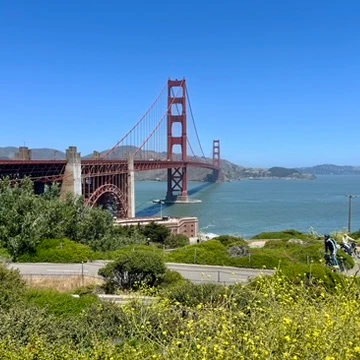 The Golden Gate Bridge on a clear day